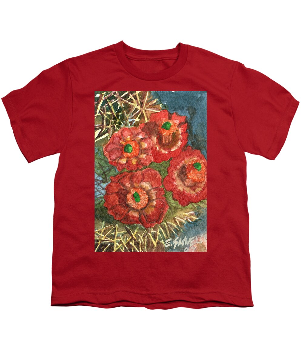 Orange Youth T-Shirt featuring the painting Mexican Pincushion by Eric Samuelson