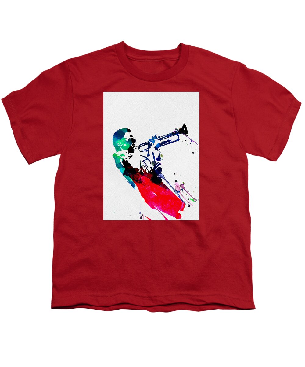 Miles Davis Youth T-Shirt featuring the painting Miles Watercolor by Naxart Studio