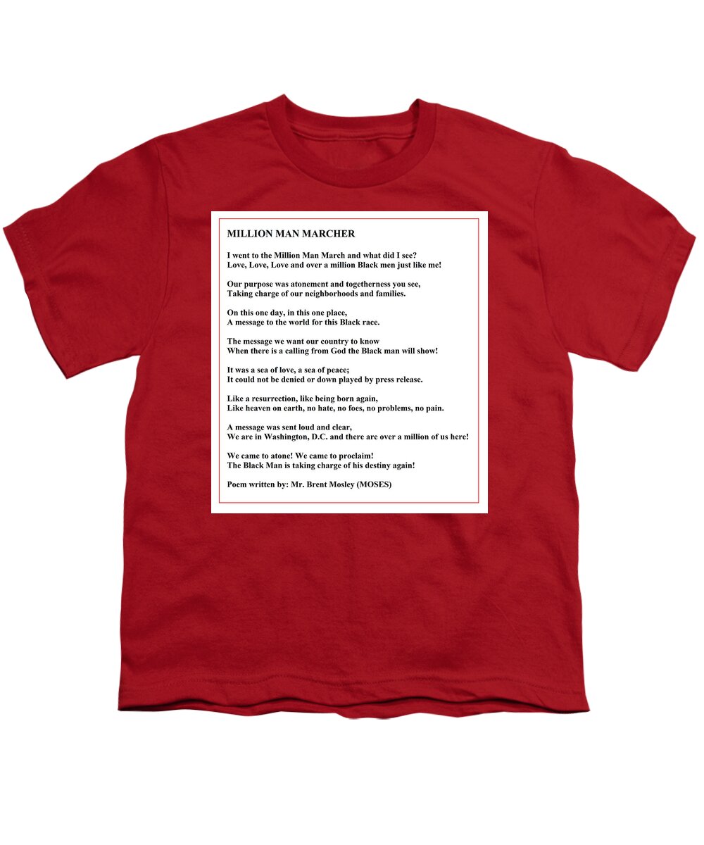 Milllion Man March Youth T-Shirt featuring the digital art Million Man Marcher Poem By MOSES by Adenike AmenRa