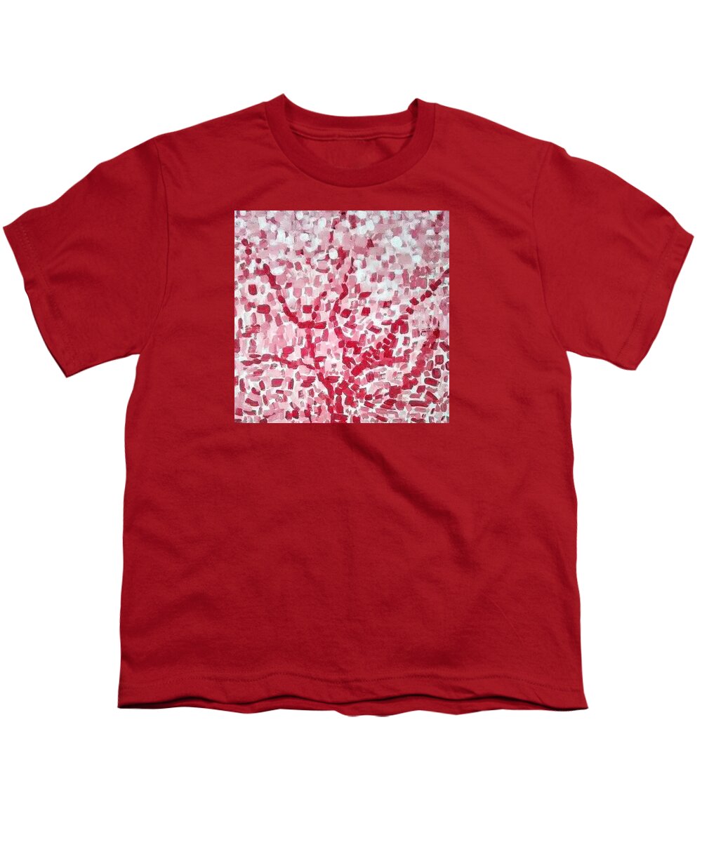 Pink Youth T-Shirt featuring the painting Mosaic Tree by Suzanne Berthier