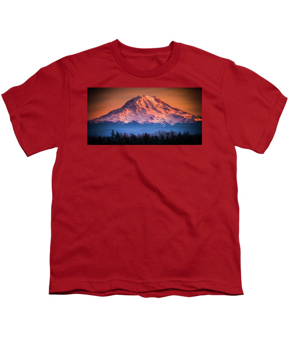 Rainier Youth T-Shirt featuring the photograph Mt. Rainier Sunset by Chris McKenna
