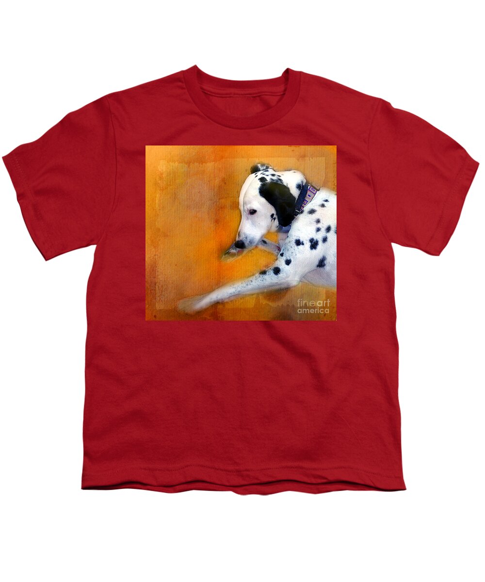 Dalmatian Youth T-Shirt featuring the photograph My Sleeping Dalmatian by Judi Bagwell