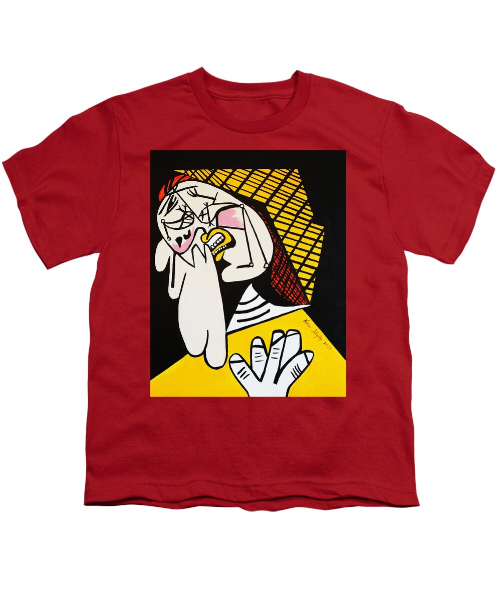 Picasso Youth T-Shirt featuring the painting New Picasso The Weeper 2 by Nora Shepley