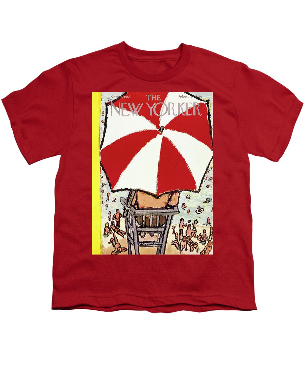 Beach Youth T-Shirt featuring the painting New Yorker September 5 1953 by Abe Birnbaum