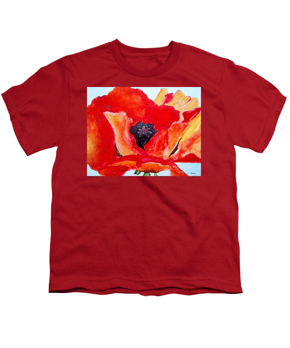 Flower Youth T-Shirt featuring the painting Orange Poppy by Jamie Frier