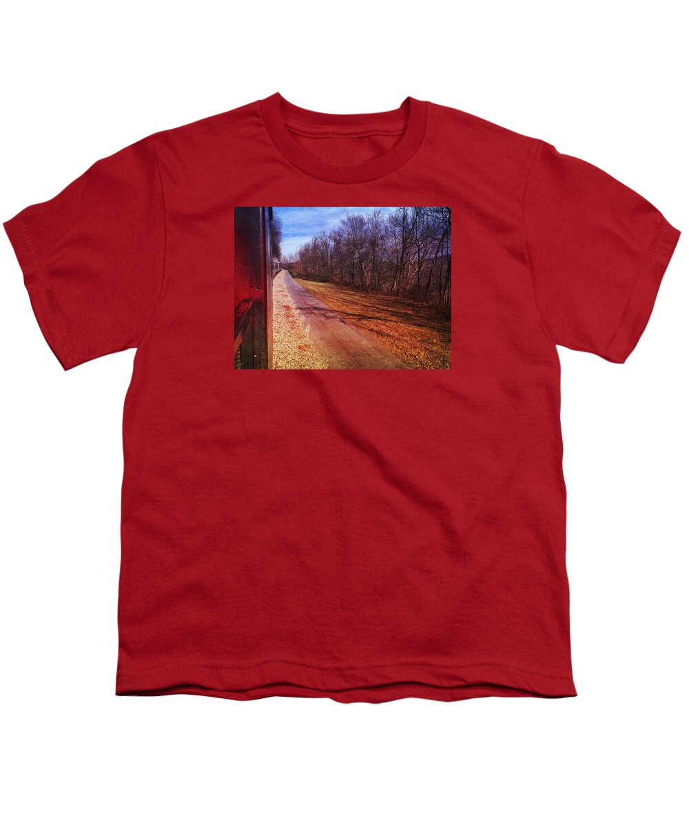 Train Youth T-Shirt featuring the photograph Out the Window by Chris Montcalmo