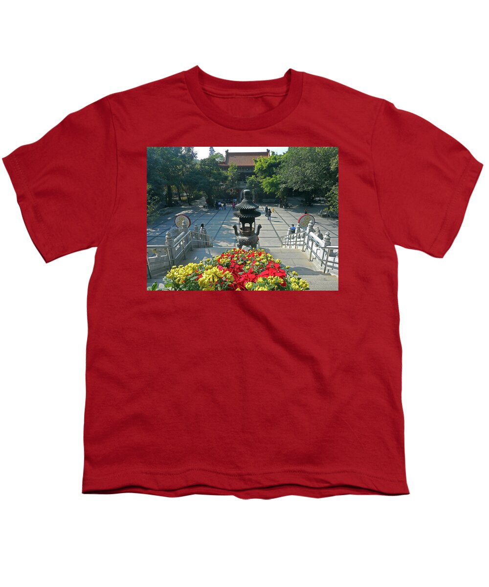 Hong Kong Youth T-Shirt featuring the photograph Po Lin Monastery 9 by Ron Kandt