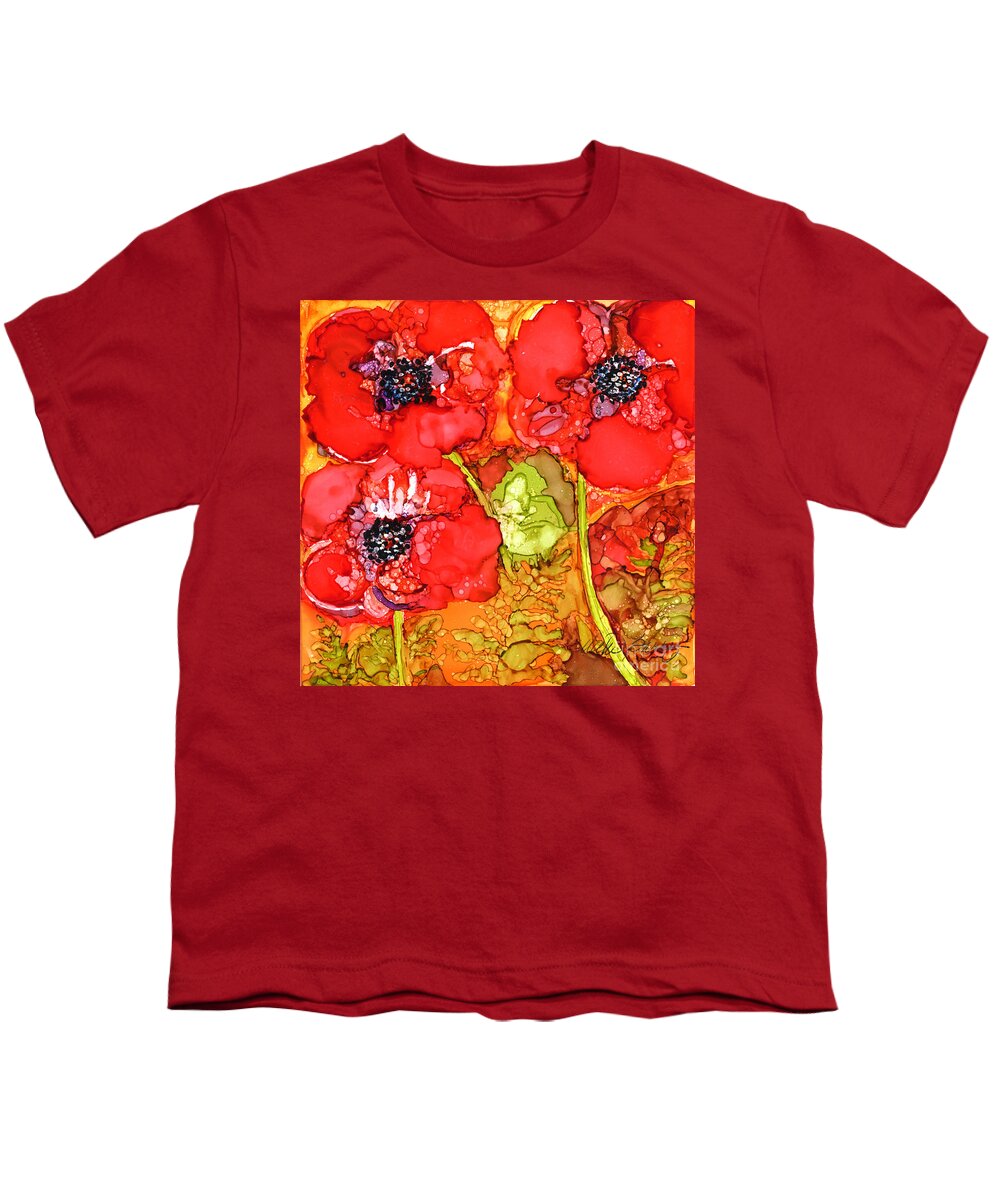 Red Poppies Youth T-Shirt featuring the painting Red Oriental Poppies by Vicki Baun Barry