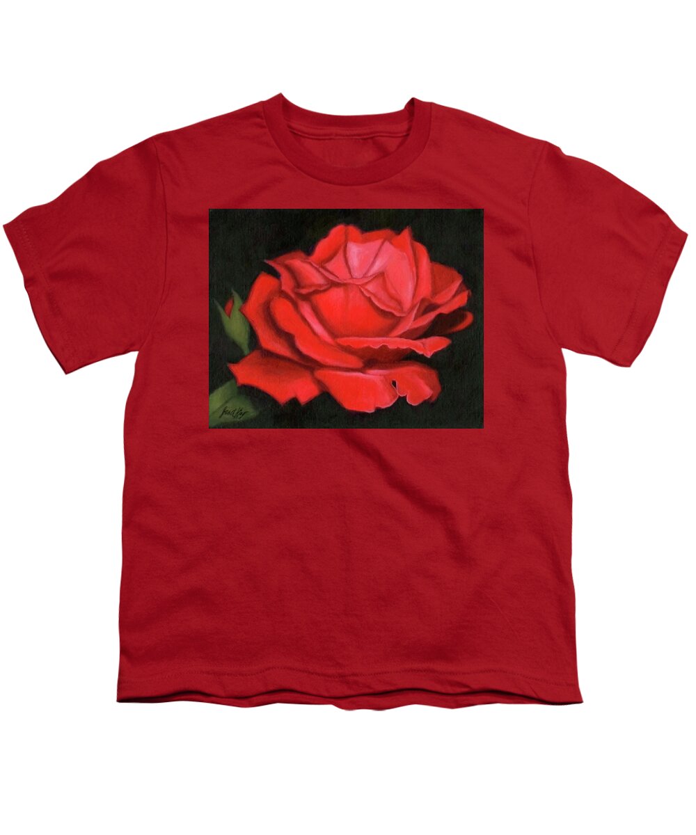 Rose Youth T-Shirt featuring the painting Red Rose by Janet King