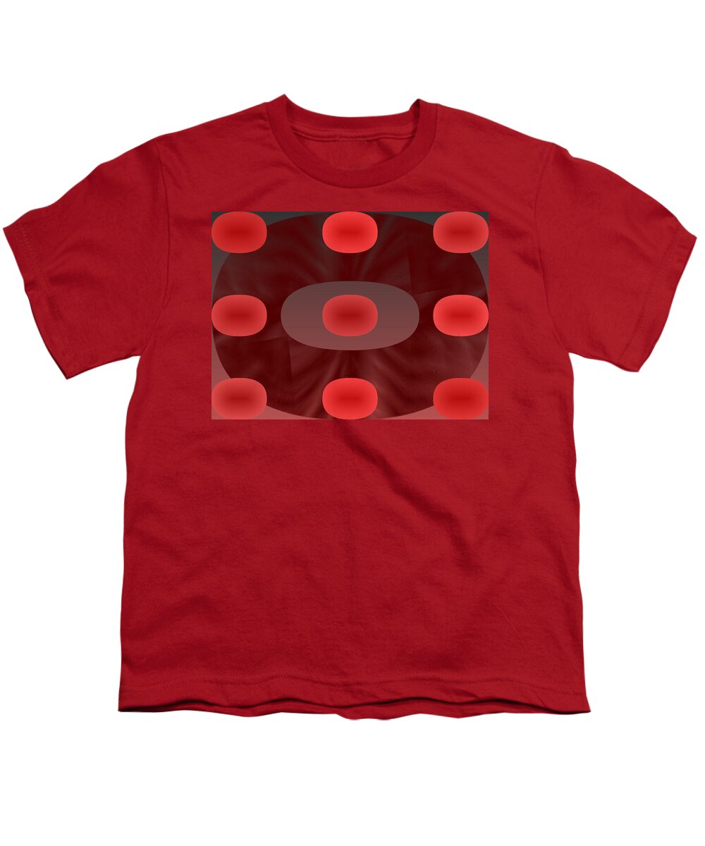 Rithmart Abstract Red Organic Random Computer Digital Shapes Abstract Predominantly Red Youth T-Shirt featuring the digital art Red.780 by Gareth Lewis