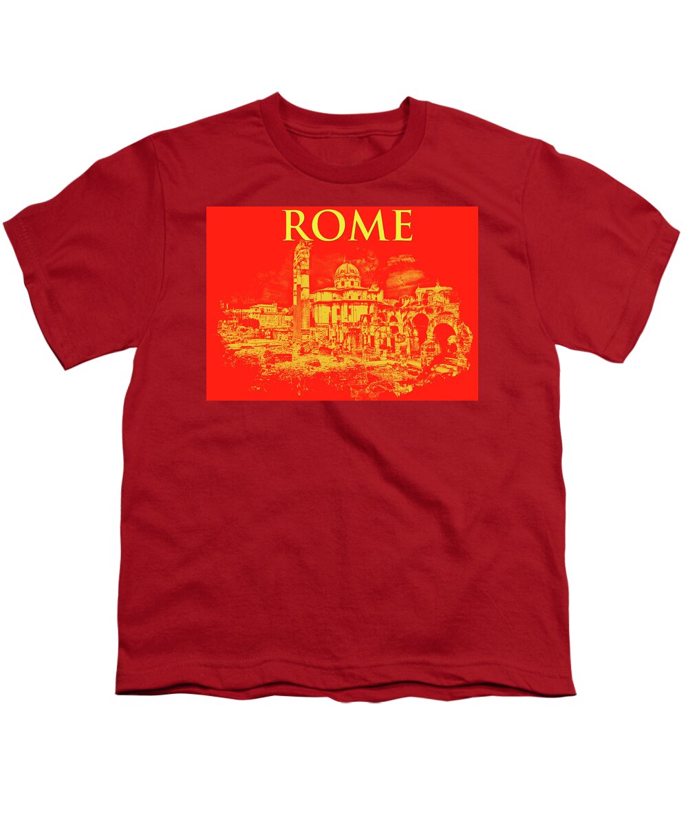 Rome Youth T-Shirt featuring the painting Rome, The Imperial Forums by AM FineArtPrints