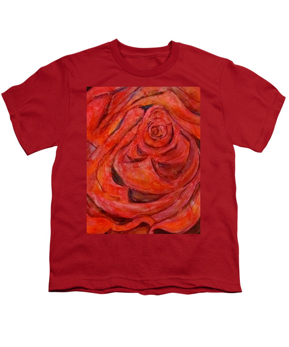 Rose Youth T-Shirt featuring the painting Rose Red by Barbara O'Toole