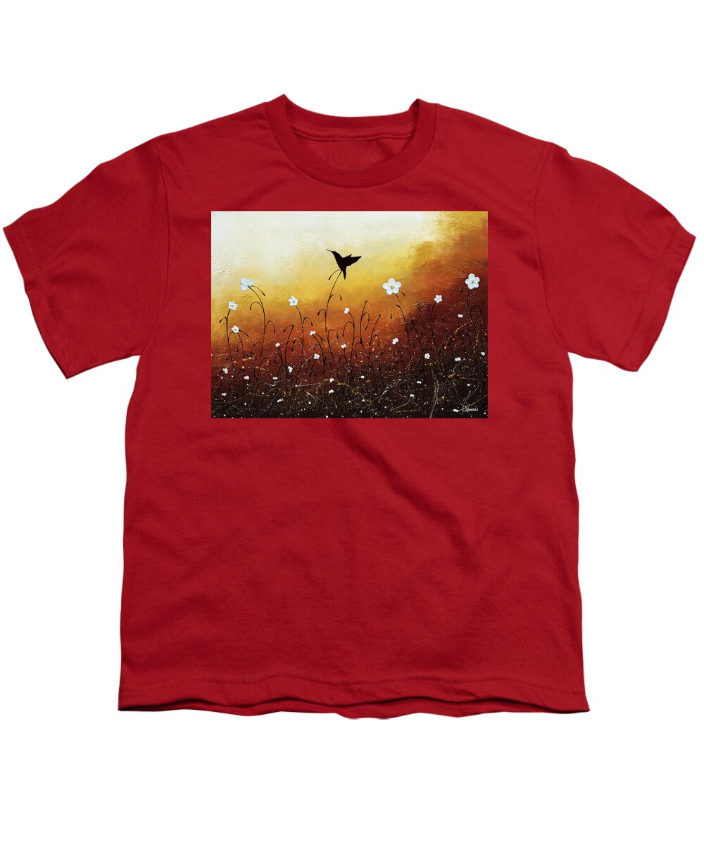 Hummingbird Youth T-Shirt featuring the painting Small Treasure by Carmen Guedez
