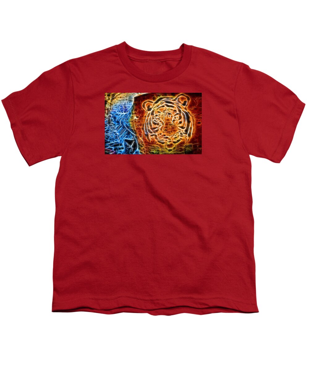 Aged Youth T-Shirt featuring the photograph Neon Face of Tiger by John Williams