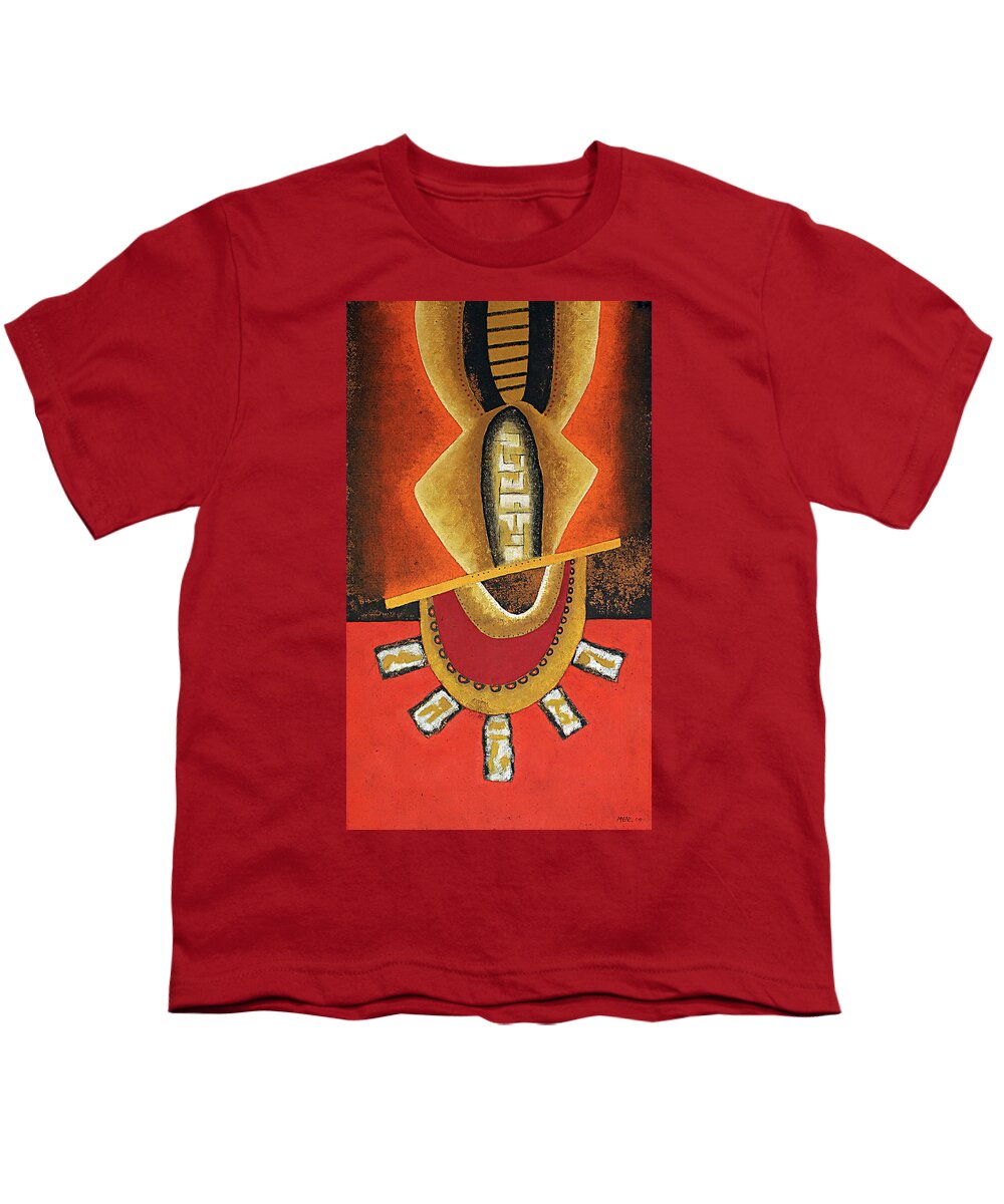 African Youth T-Shirt featuring the painting Tribal Man by Michael Nene