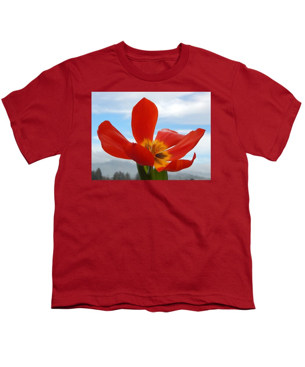 Flower Youth T-Shirt featuring the photograph Tulip In The Sky by Gallery Of Hope 