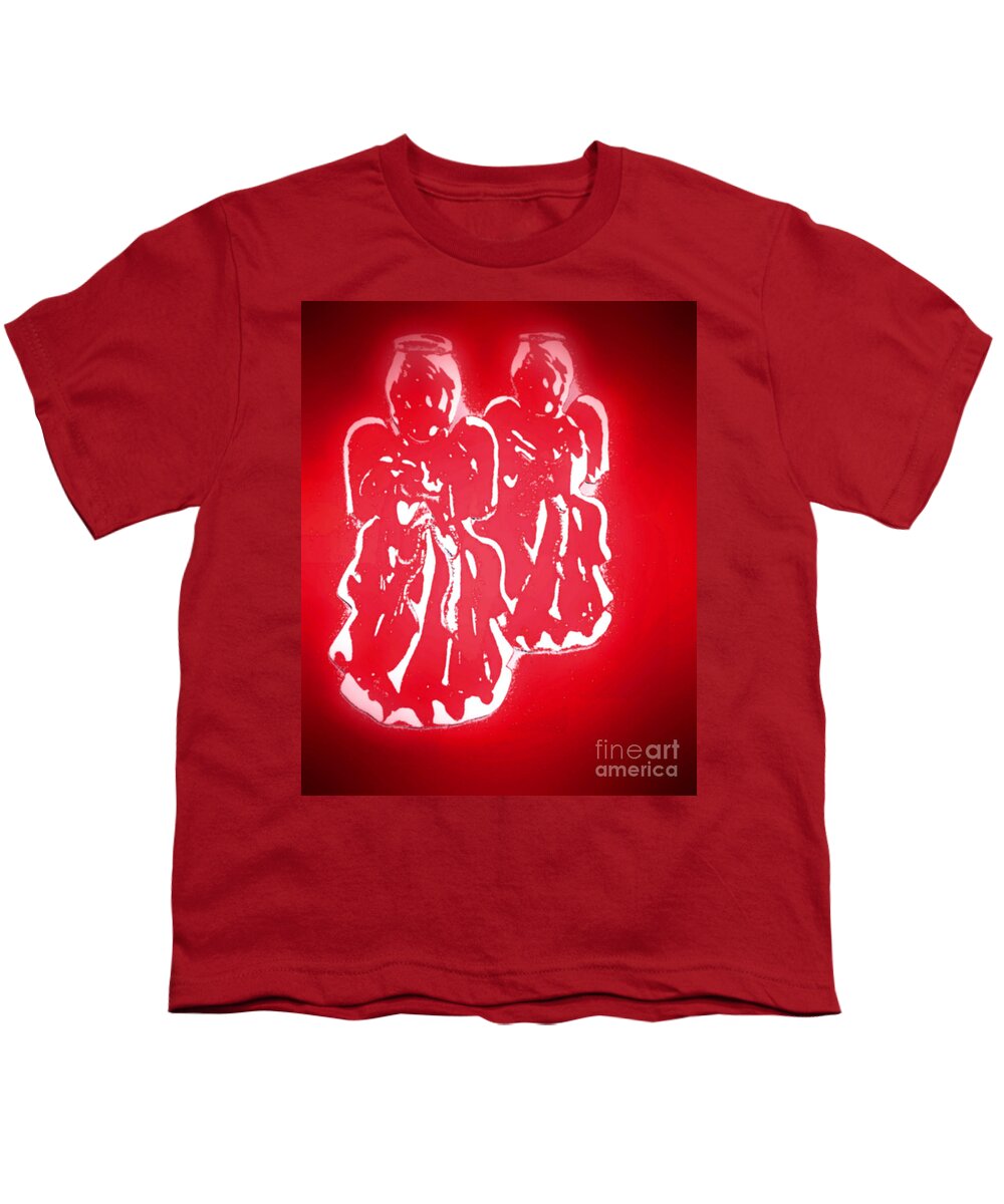 Abstract Youth T-Shirt featuring the digital art Two Angels by John Krakora