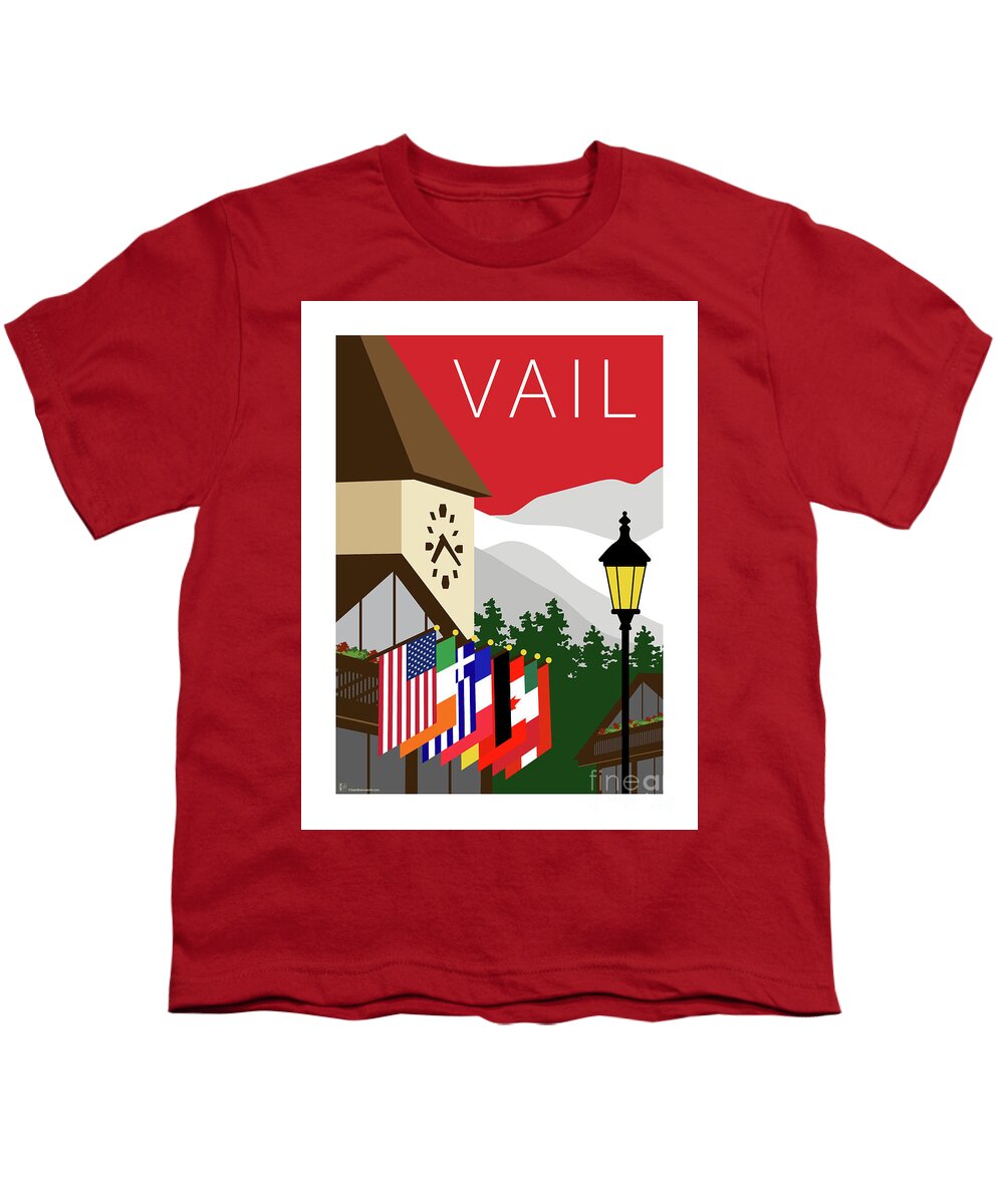 Colorado Youth T-Shirt featuring the digital art Vail Red by Sam Brennan