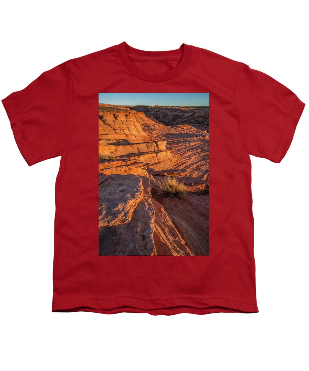 Waterhole Slot Canyon Youth T-Shirt featuring the photograph WaterHole Canyon Sunset Vista by Lon Dittrick