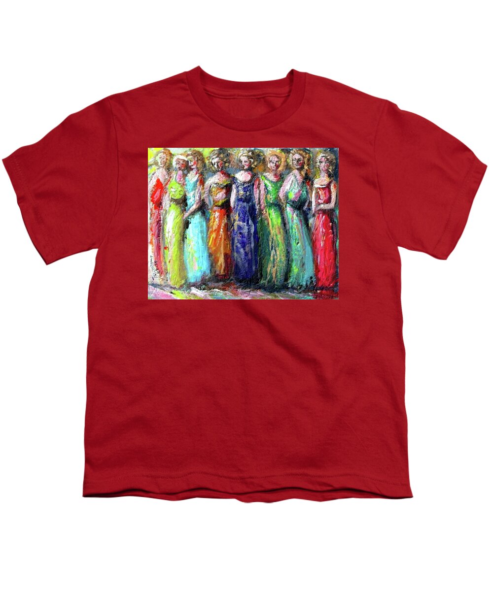 Girls Night Out. Ladies Youth T-Shirt featuring the painting Girls Night Out by Bernadette Krupa