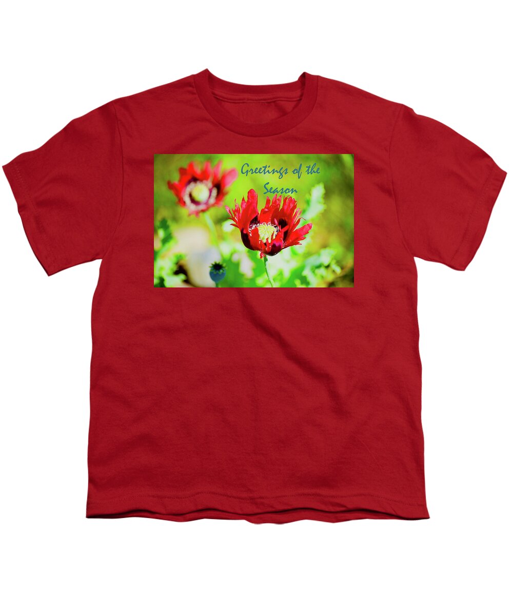 Poppies Are Fun Youth T-Shirt featuring the photograph Poppies Are Fun Greetings by Debra Grace Addison