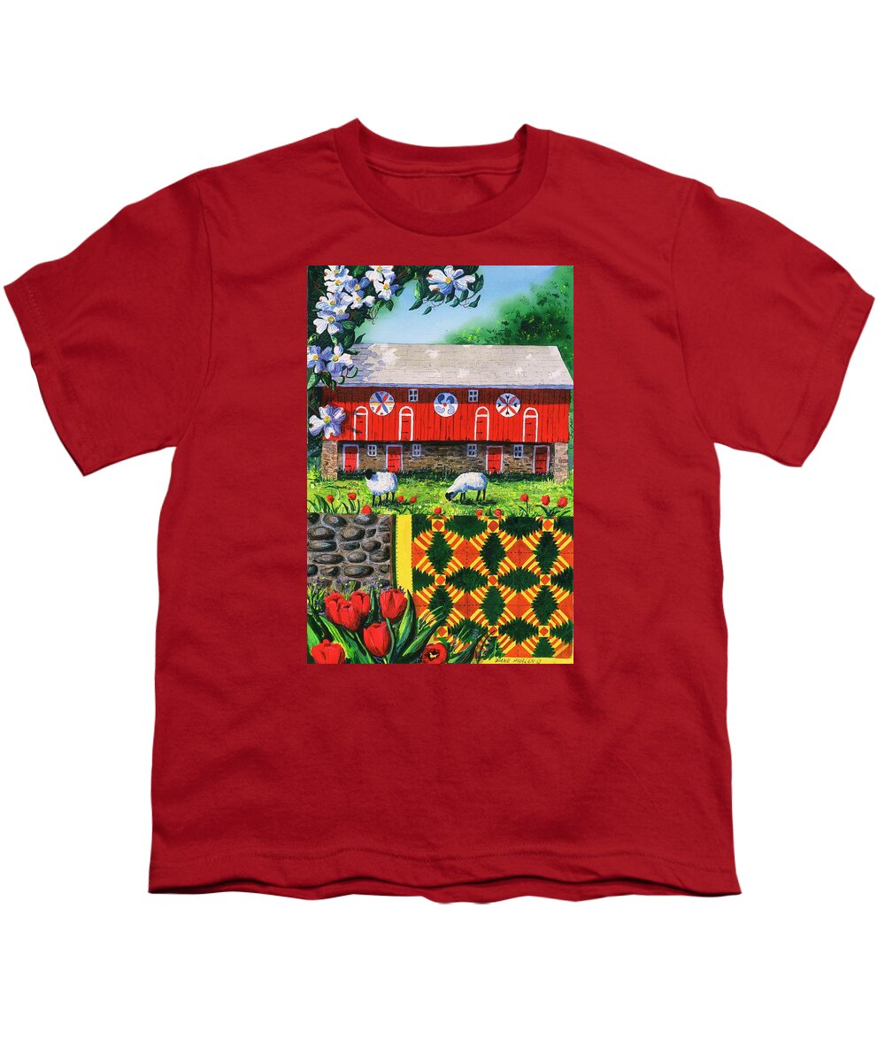 Pennsylvania Barn Youth T-Shirt featuring the painting Welcome #1 by Diane Phalen