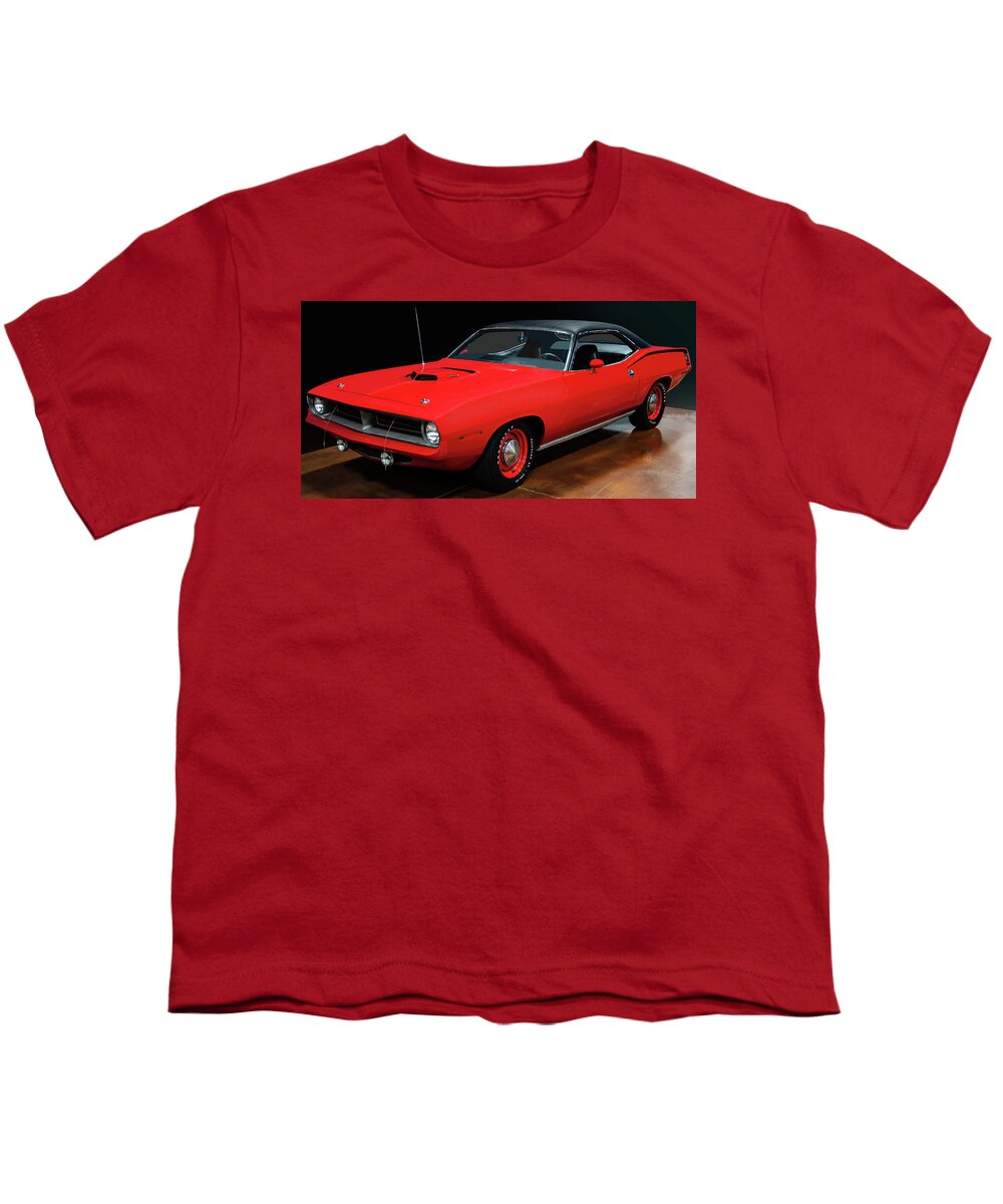 1970 Plymouth Hemi Cuda Youth T-Shirt featuring the photograph 1970 Plymouth Hemi Cuda by Flees Photos