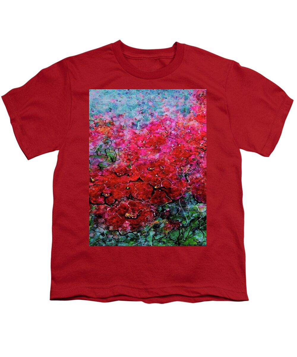 Blooming Happiness Youth T-Shirt featuring the painting Blooming Happiness by OLena Art by Lena Owens - Vibrant DESIGN