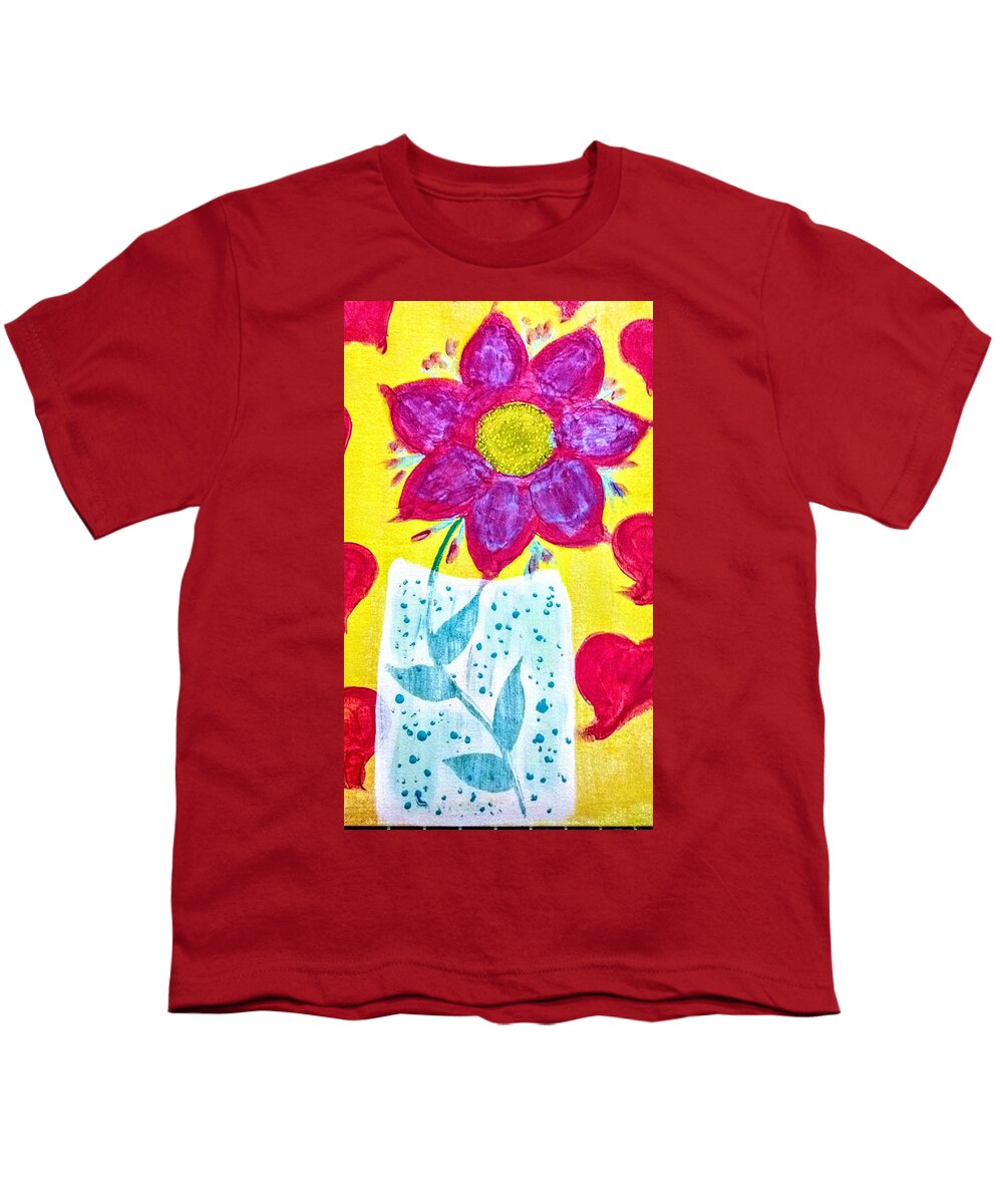 Flower Youth T-Shirt featuring the painting Bright Flower by Anna Adams