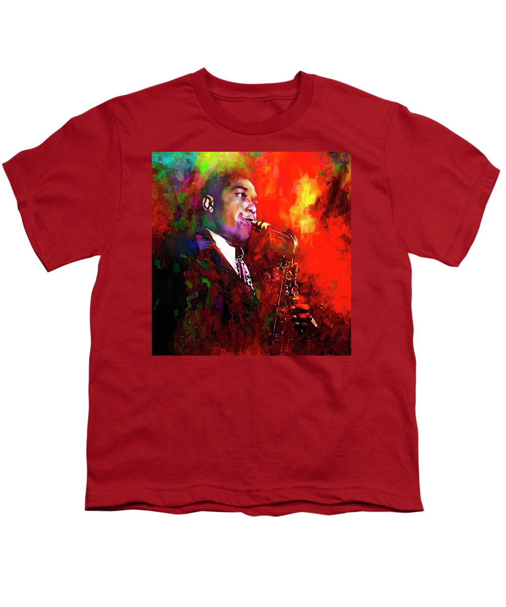 Charlie Parker Youth T-Shirt featuring the digital art Charlie Parker by Mal Bray