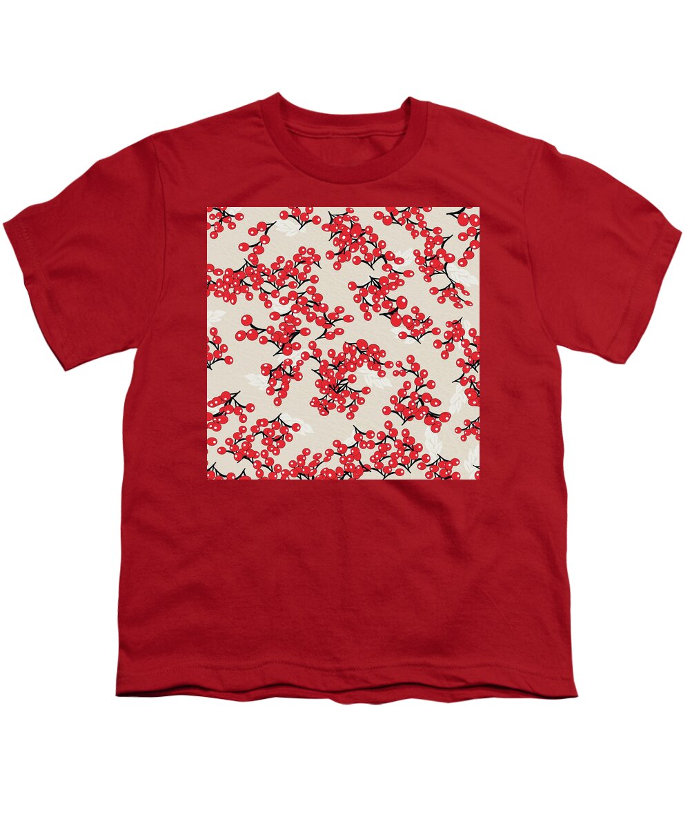 Graphic Youth T-Shirt featuring the digital art Chinese Red Berries by Sand And Chi