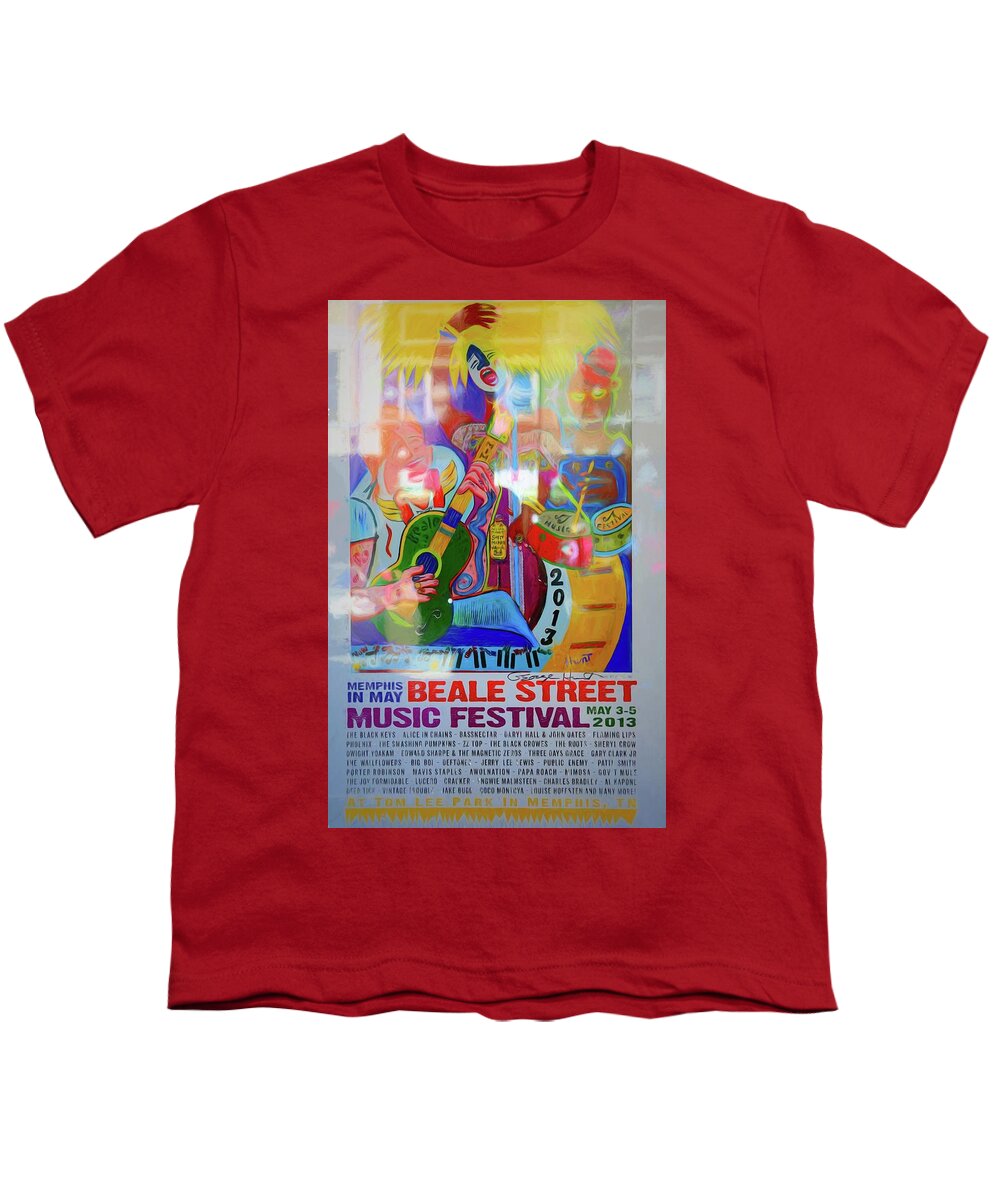 Memphis Youth T-Shirt featuring the photograph Colorful Beale Street Music Festival Poster May 2013 by Chuck Kuhn