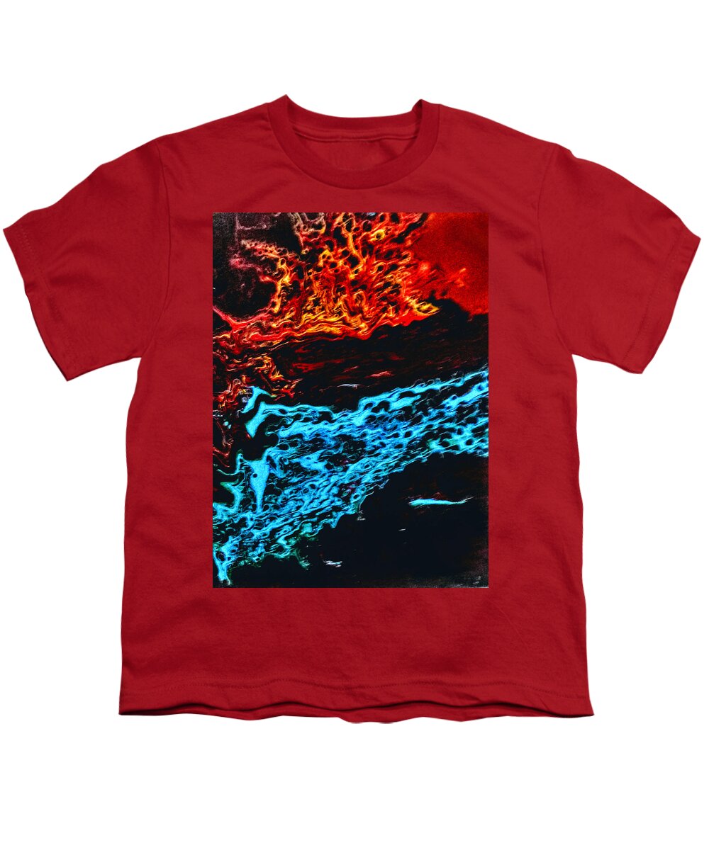 Fire Youth T-Shirt featuring the painting Fire And Ice by Anna Adams