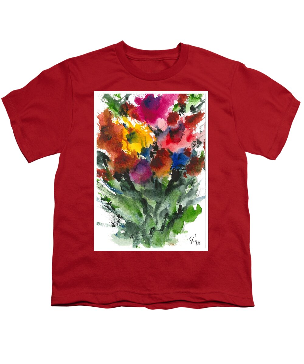 Water Youth T-Shirt featuring the painting Flower_Now by Loretta Coca