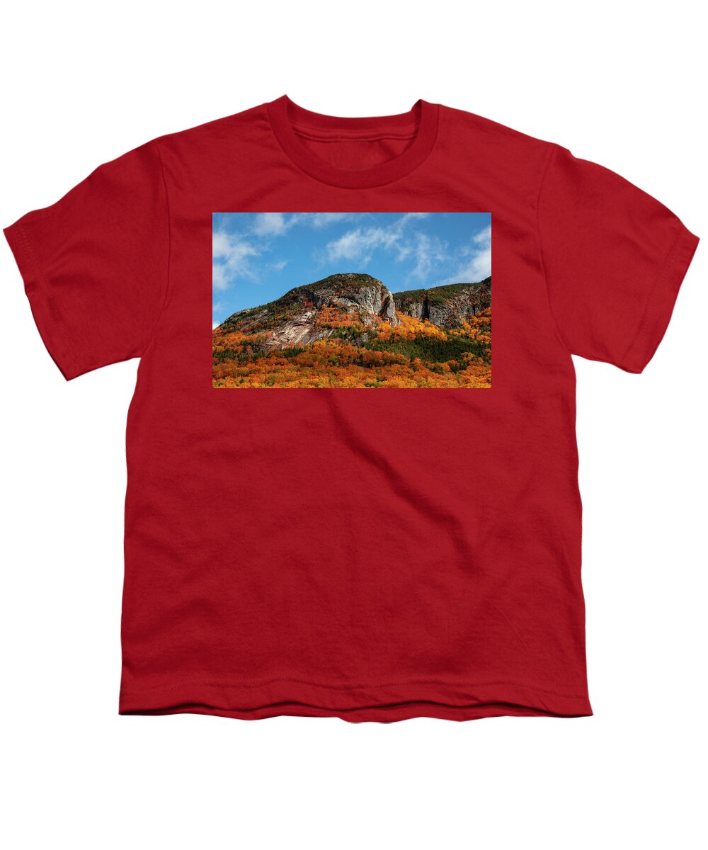 Franconia Notch Cliff In Autumn Youth T-Shirt featuring the photograph Franconia Notch Cliff In Autumn by Dan Sproul