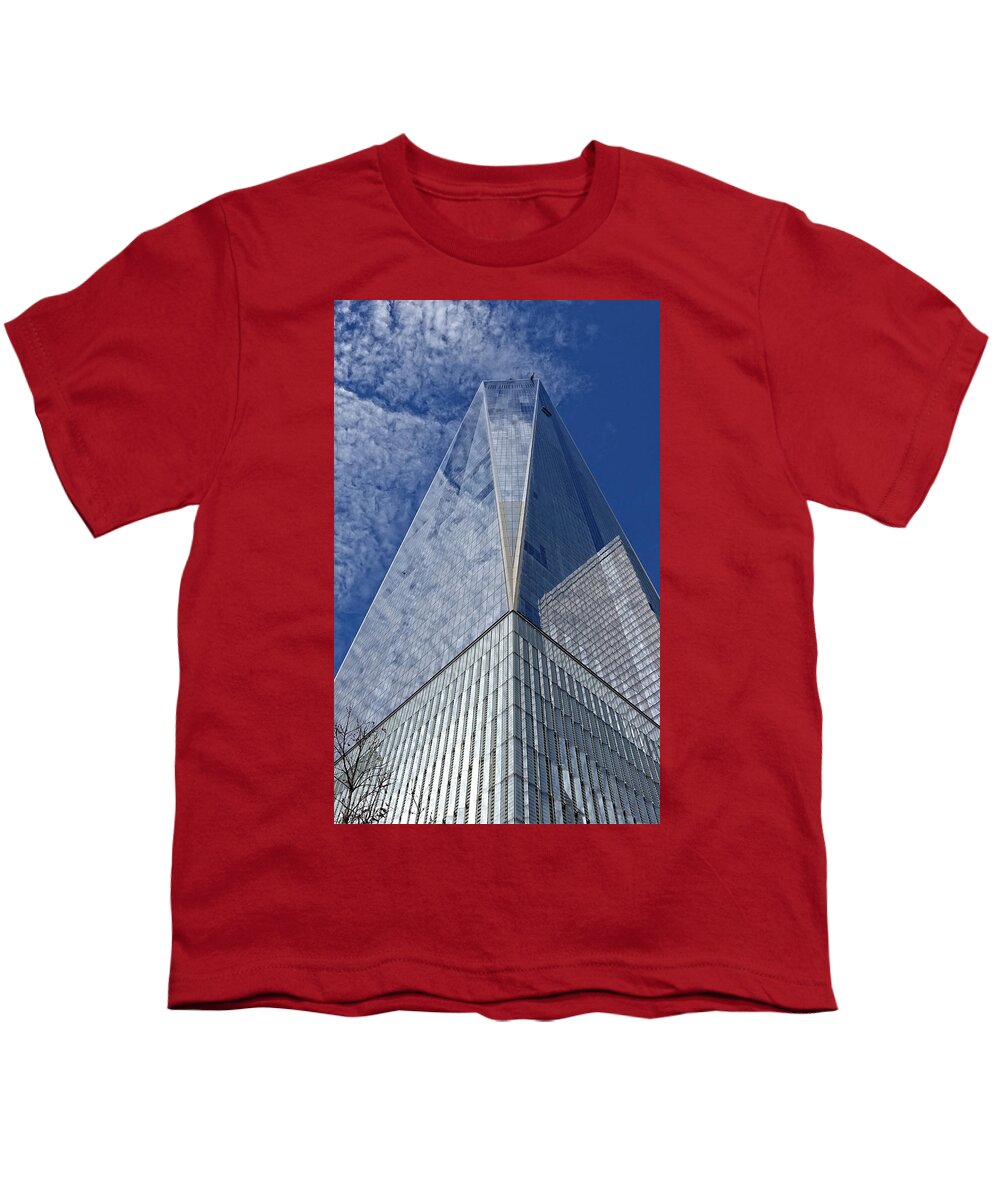 New York Youth T-Shirt featuring the photograph Freedom Tower Reflections by Russel Considine