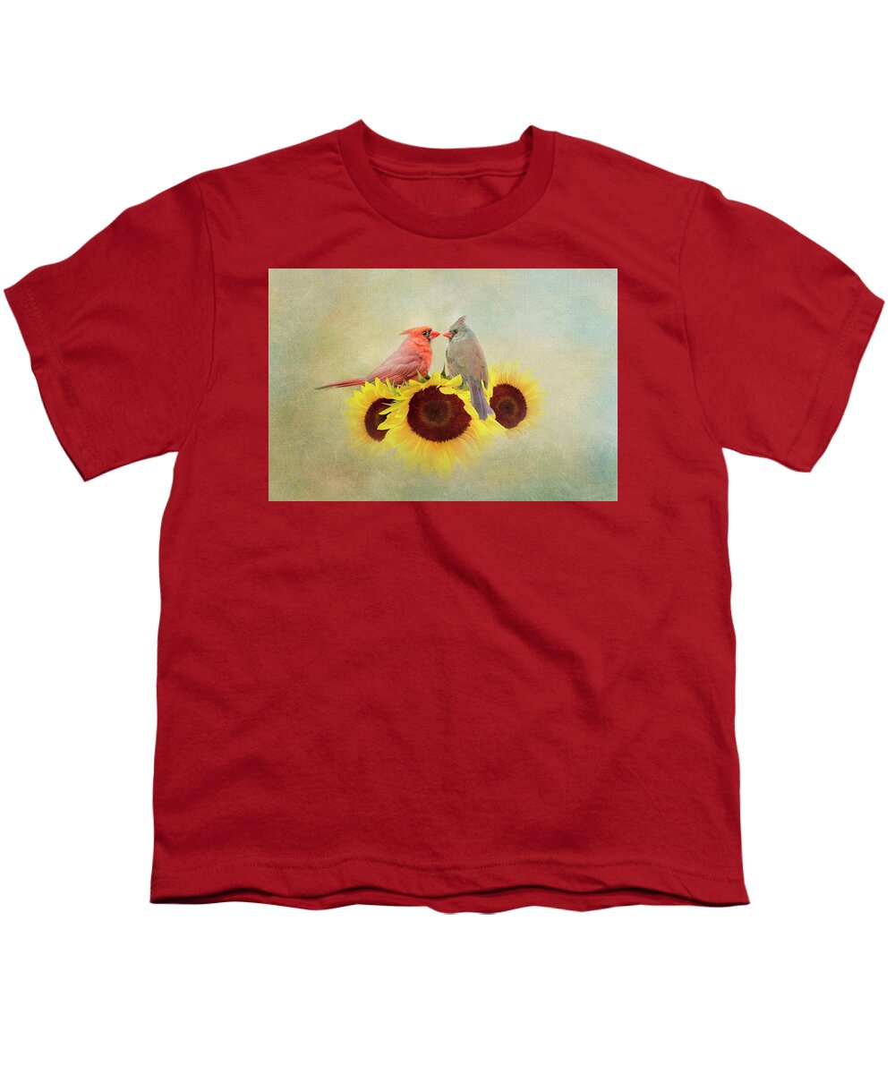 Gaze Into My Eyes - Cardinals on Sunflowers Youth T-Shirt by Patti Deters -  Pixels