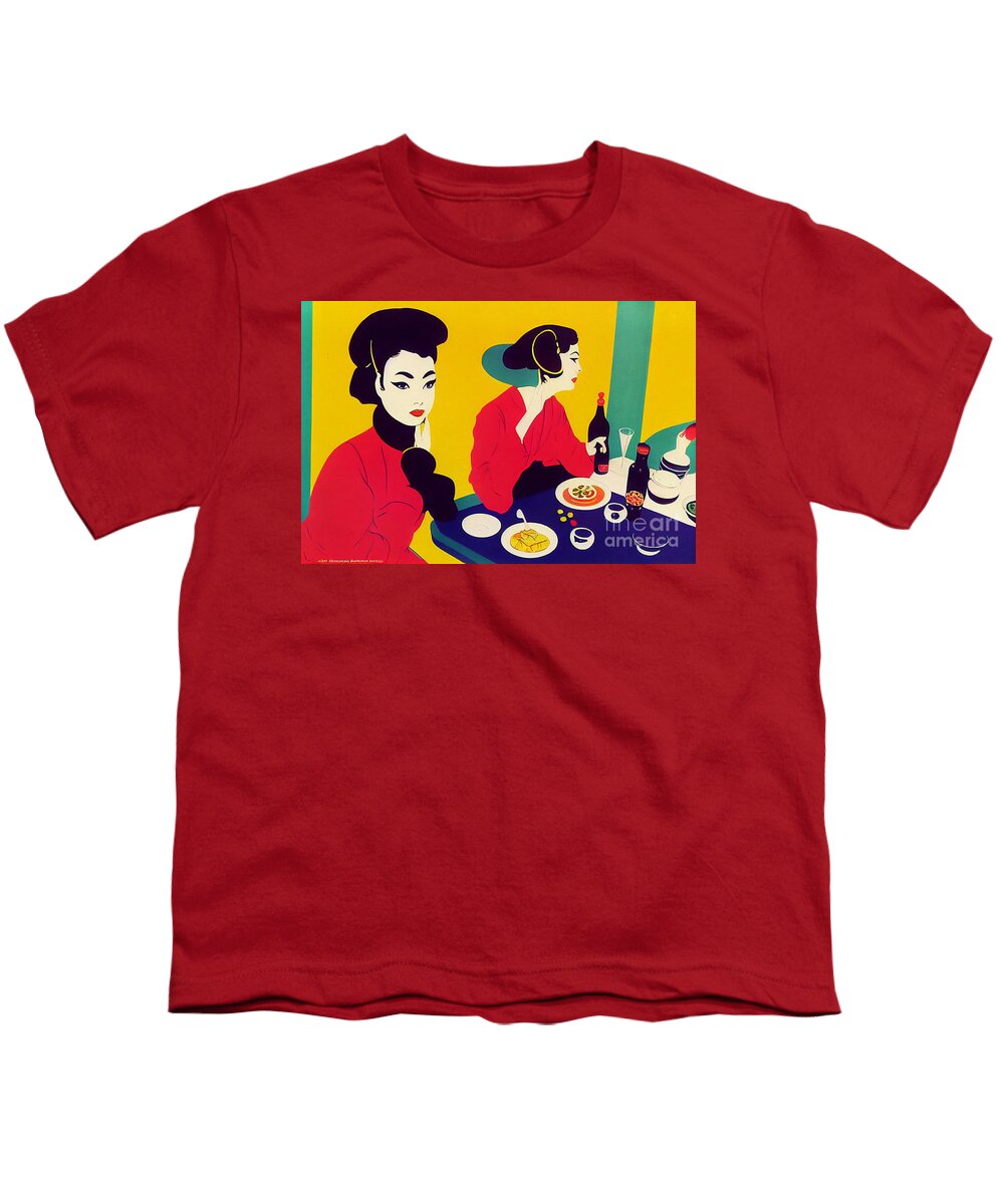 Geisha Lunch Break Youth T-Shirt featuring the mixed media Geisha Lunch Break I by Jay Schankman