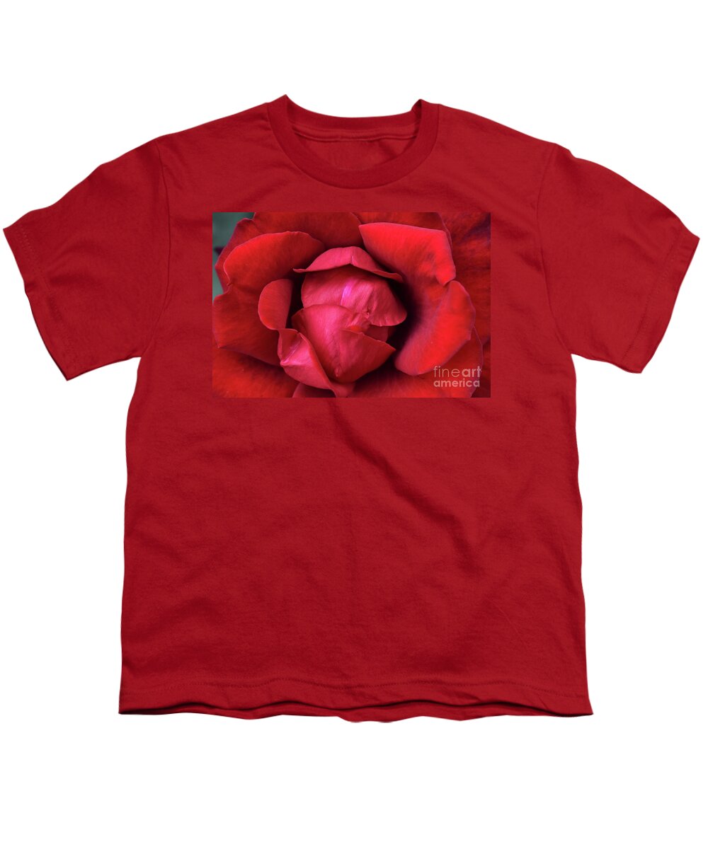 Nature Youth T-Shirt featuring the photograph In The Heart Of Rose Beauty by Leonida Arte