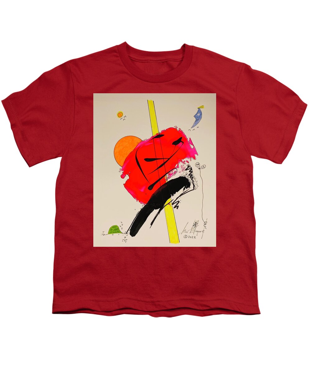  Youth T-Shirt featuring the mixed media K.i.s.s. Red 11148 by Lew Hagood