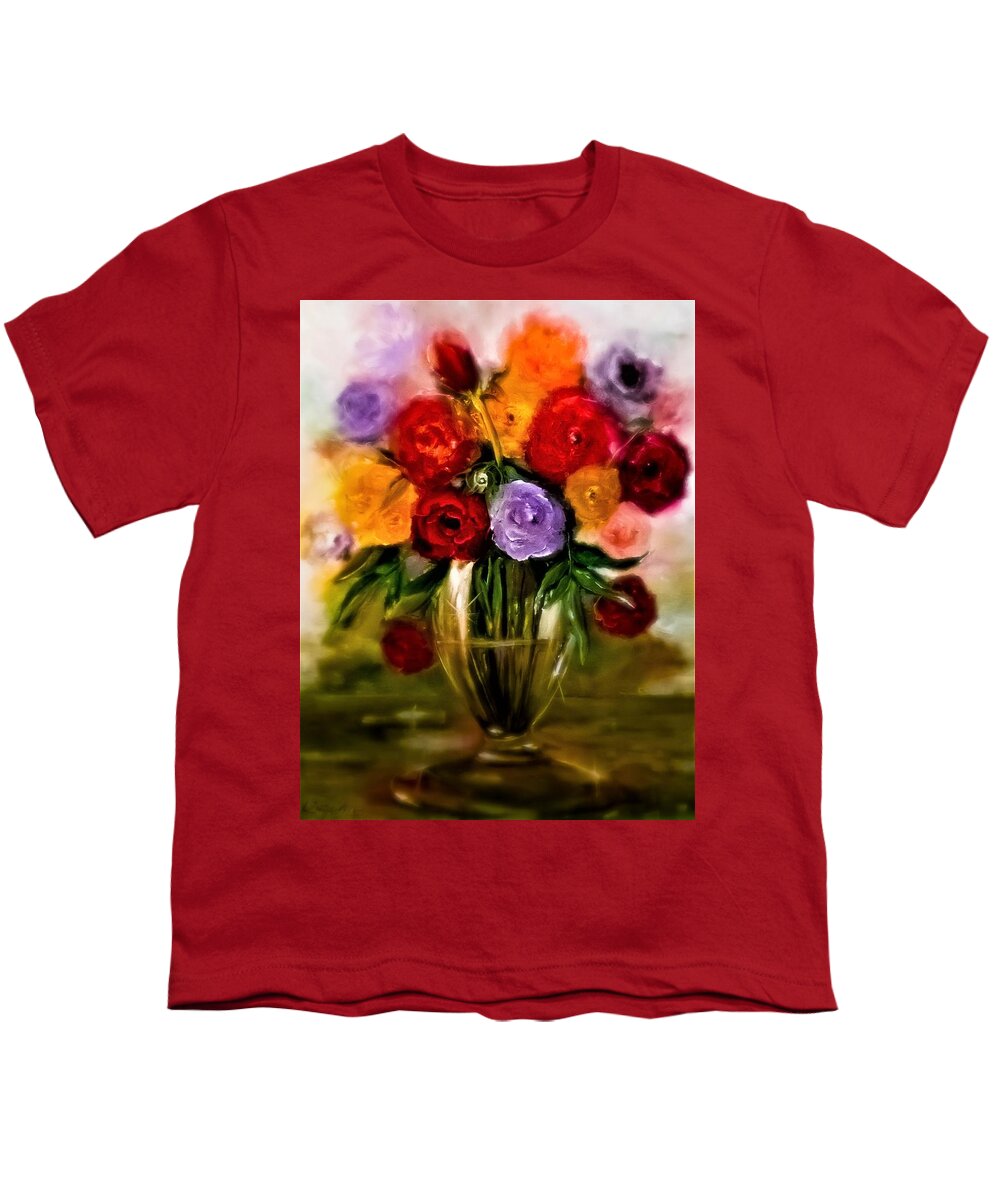 Oil Youth T-Shirt featuring the digital art Lavender Rose Floral by Lisa Kaiser