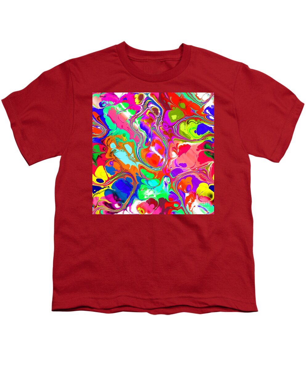 Colorful Youth T-Shirt featuring the digital art Marijan - Funky Artistic Colorful Abstract Marble Fluid Digital Art by Sambel Pedes
