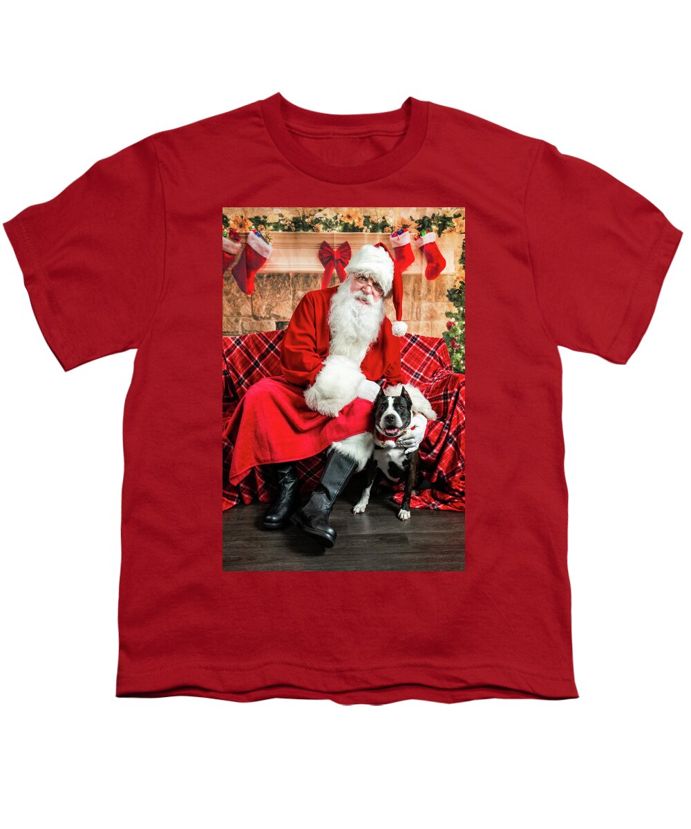 Mia Youth T-Shirt featuring the photograph Mia with Santa 2 by Christopher Holmes