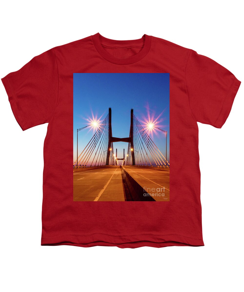 Bridge Youth T-Shirt featuring the photograph Middle Of Bill Emerson Bridge Vertical by Jennifer White