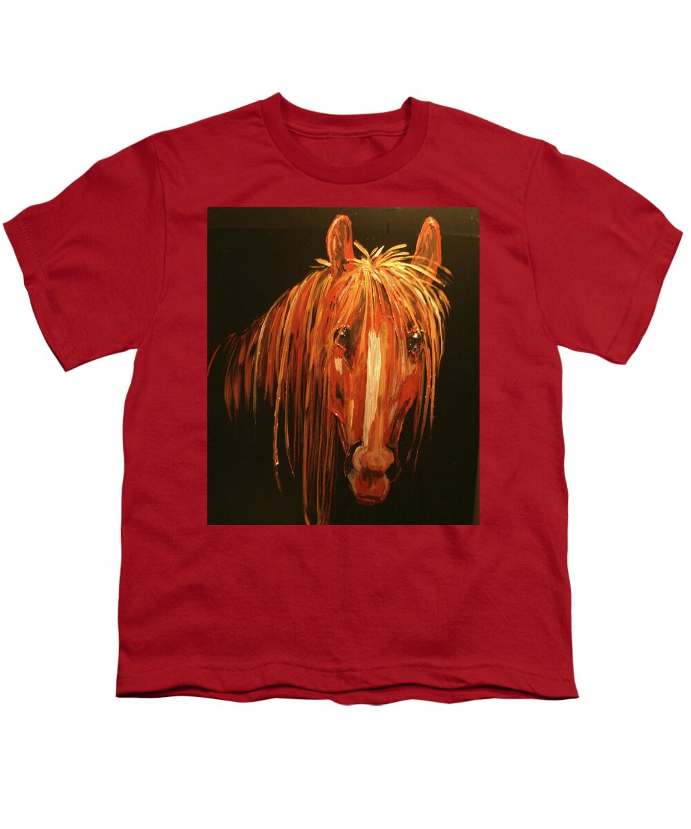 Western Youth T-Shirt featuring the painting Mustang Sally by Marilyn Quigley