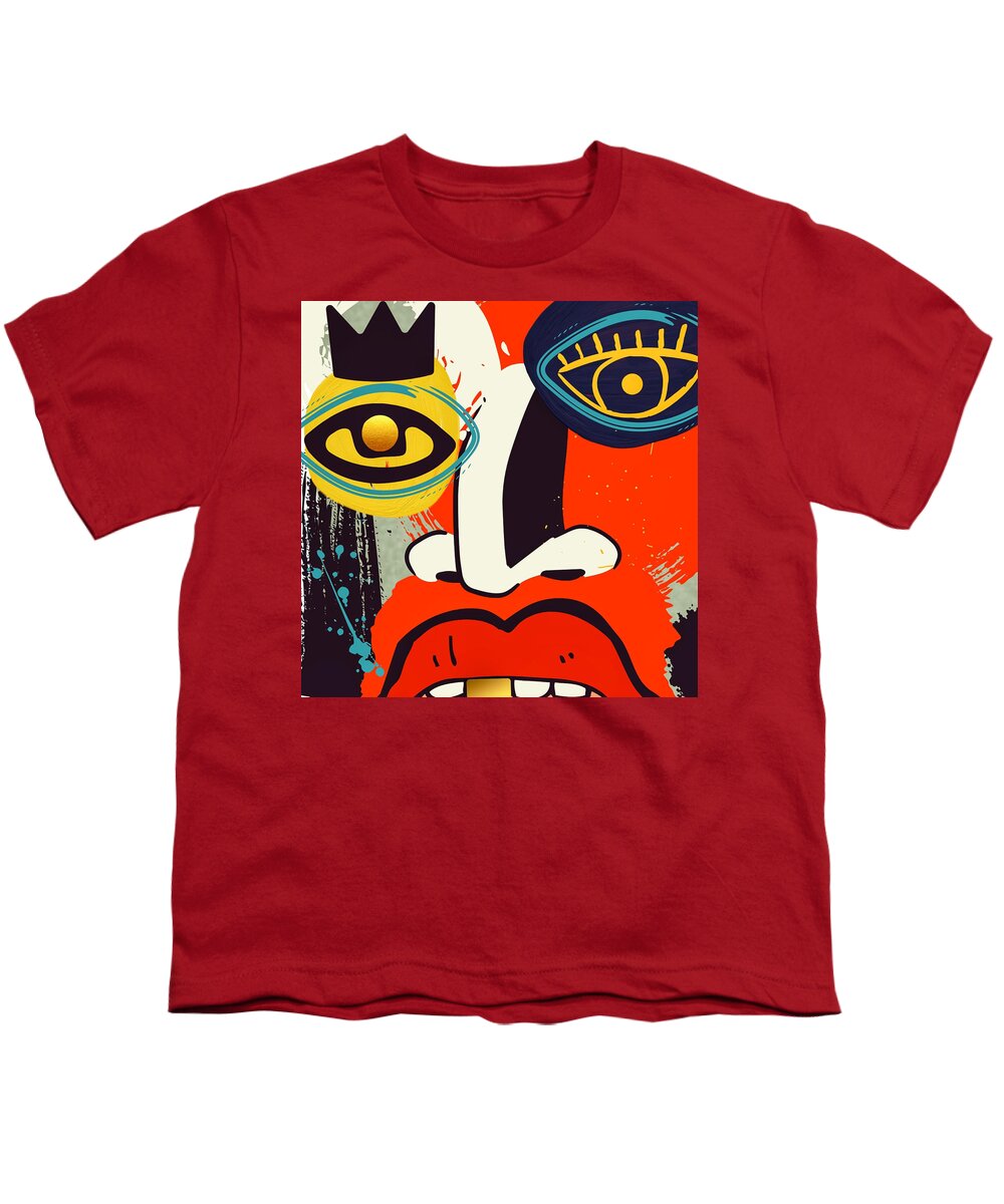 Contemporary Art Youth T-Shirt featuring the mixed media OhM 80 by Canessa Thomas