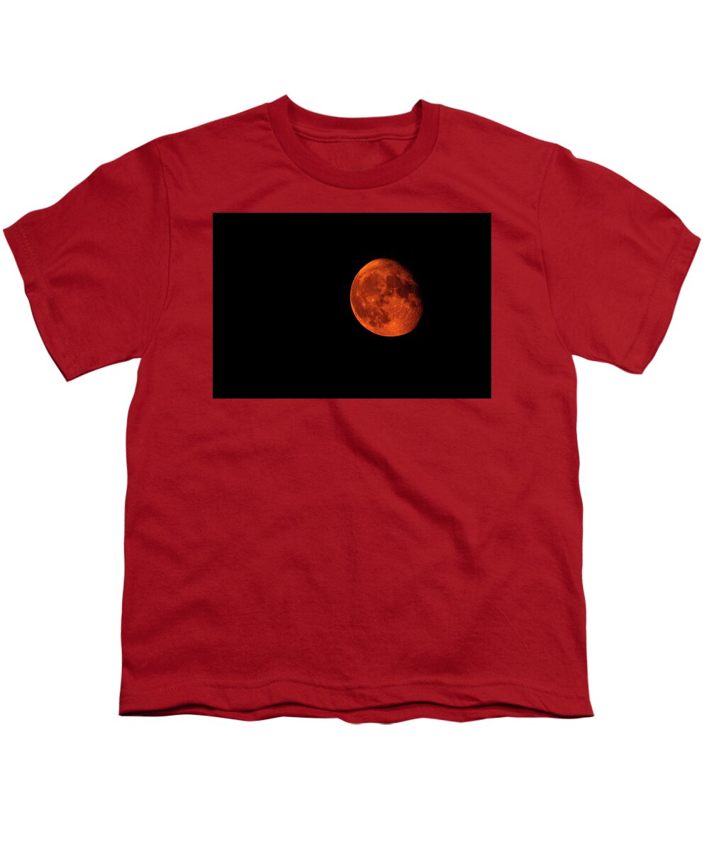 Waning Gibbous Phase Youth T-Shirt featuring the photograph Orange Moon by Denise Kopko