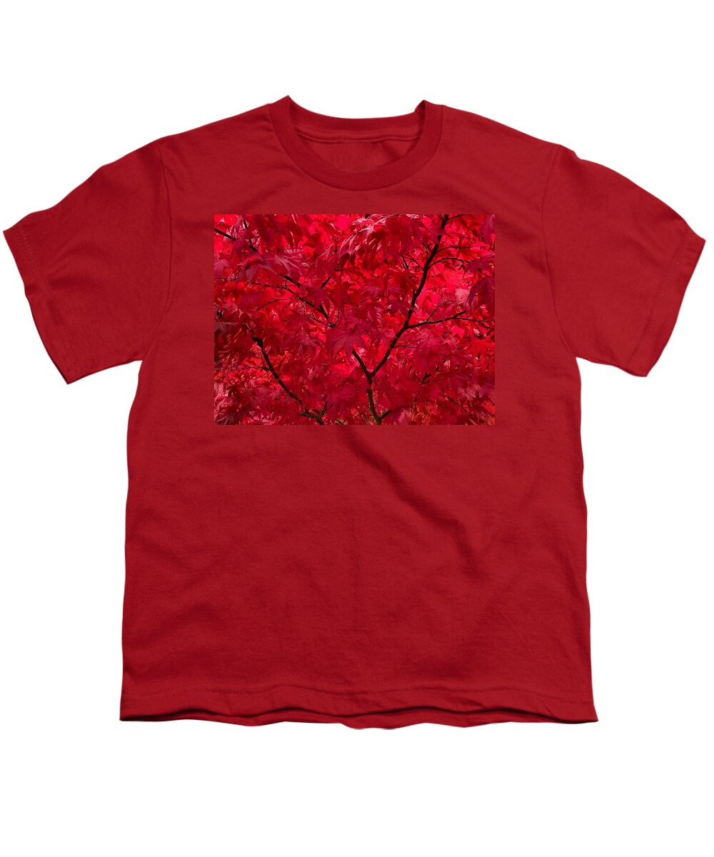 Red Youth T-Shirt featuring the photograph Red Maple Macro by Jerry Abbott
