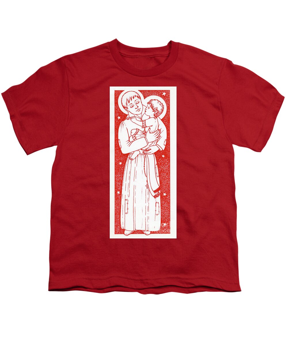 Saint Stanislaus With Holy Child Youth T-Shirt featuring the drawing Saint Stanislaus with Holy Child by William Hart McNichols