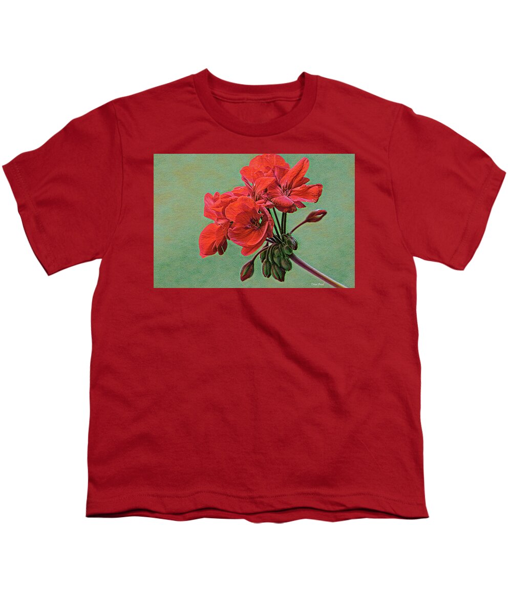 Flowers Youth T-Shirt featuring the photograph Textured Red Geranium by Trina Ansel